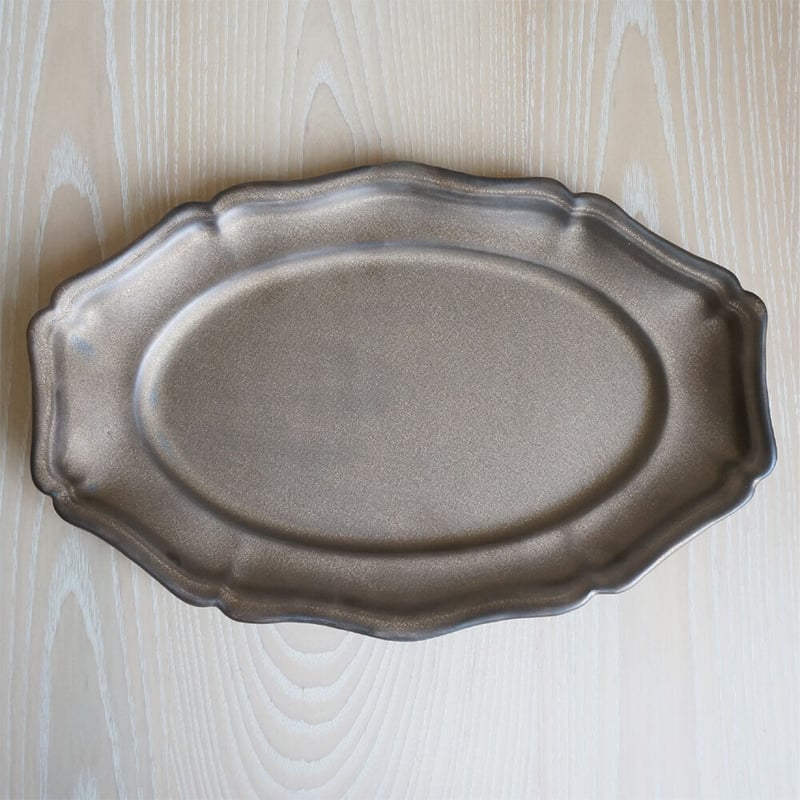 木村 年克 金釉 花リムオーバル皿 大 | knot Online