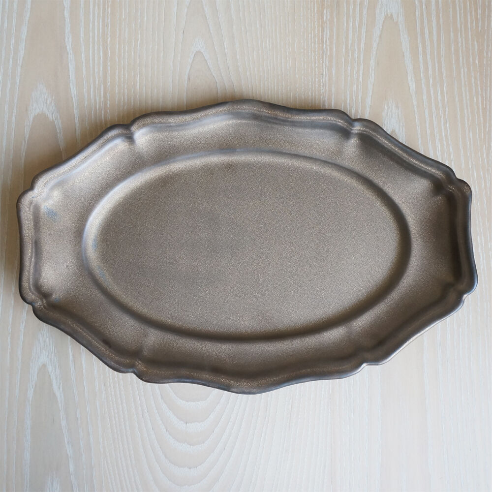 木村 年克 金釉 花リムオーバル皿 大 | knot Online