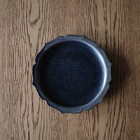 木村 年克　黒銀彩　花リム6寸皿