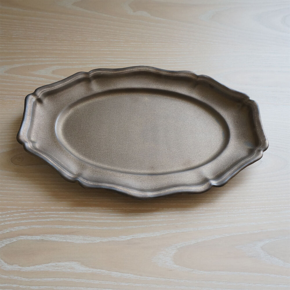 木村 年克 金釉 花リムオーバル皿 大 | knot Online