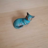 櫻井靖泰　箸置きにもなる子猫　ターコイズA