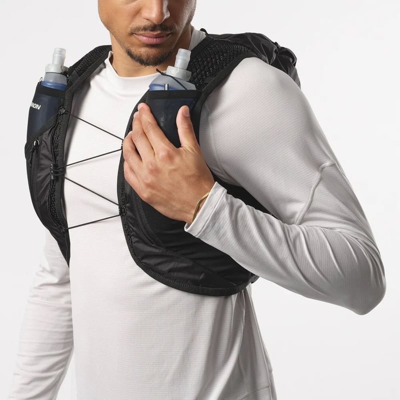 SALOMON ACTIVE SKIN 12 SET M ブラック/メタル Salomon Active Skin 12 Set | Running Hydration Bags and