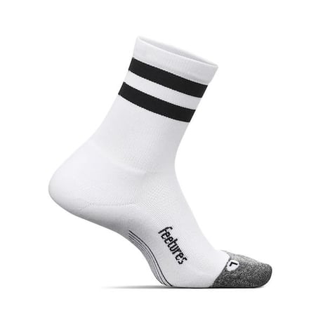 【Feetures】Elite Light Cushion Mini Crew (White High Top Stripe)