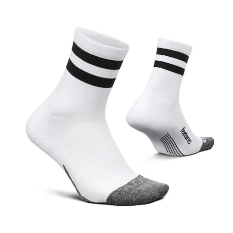 【Feetures】Elite Light Cushion Mini Crew (White High Top Stripe)