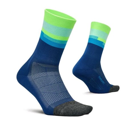 【Feetures】Elite Light Cushion Mini Crew (Surfboard Blue)