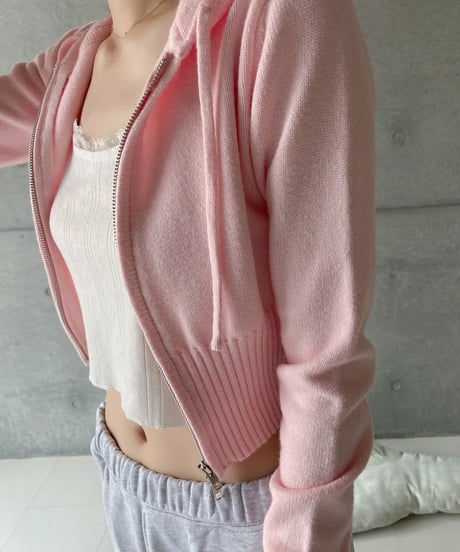 Tae Knit Hooded Cardigan/Pink