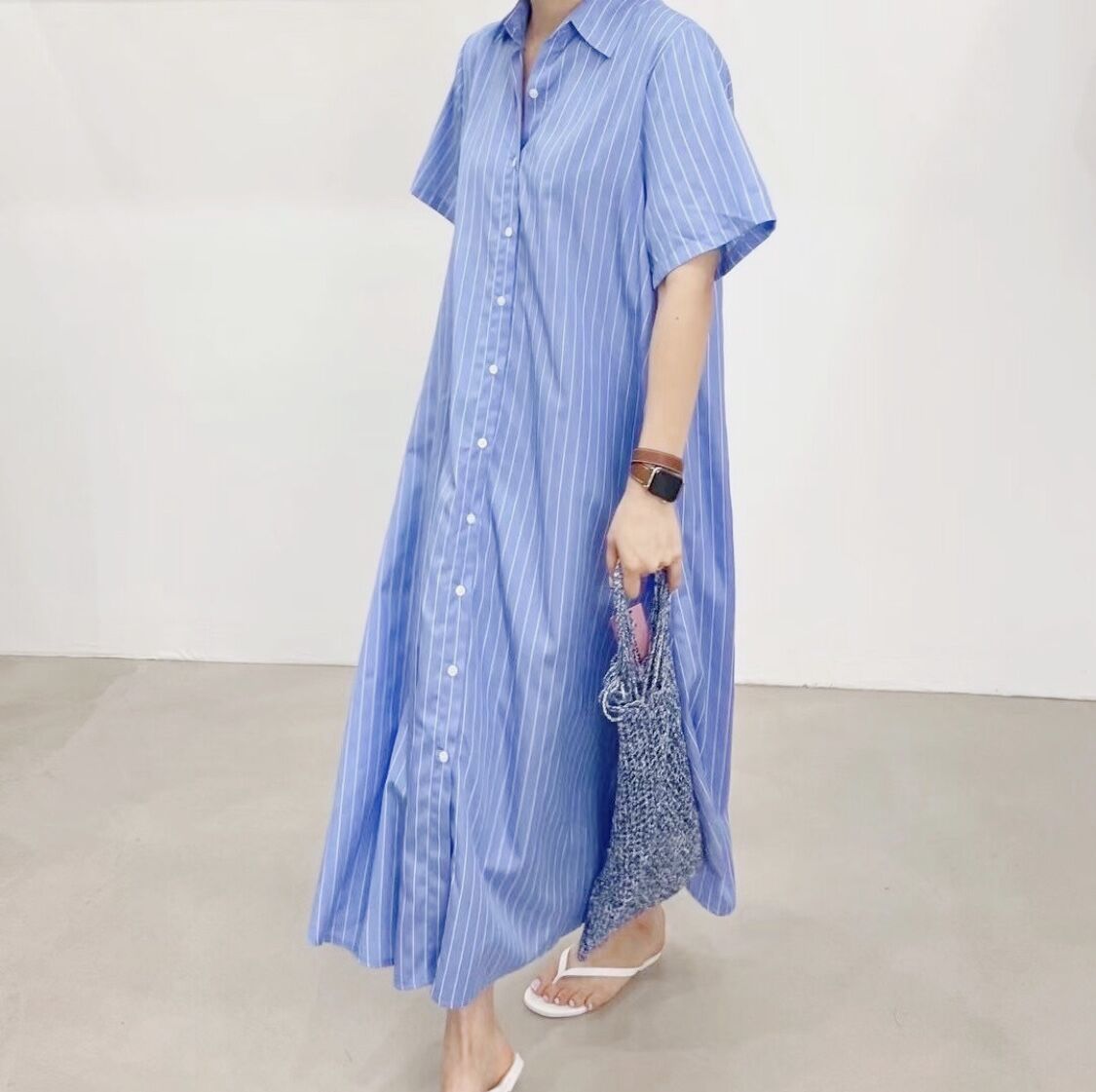 ストライプシャツワンピース【ブルー】 | SSEONMUL'S STORE