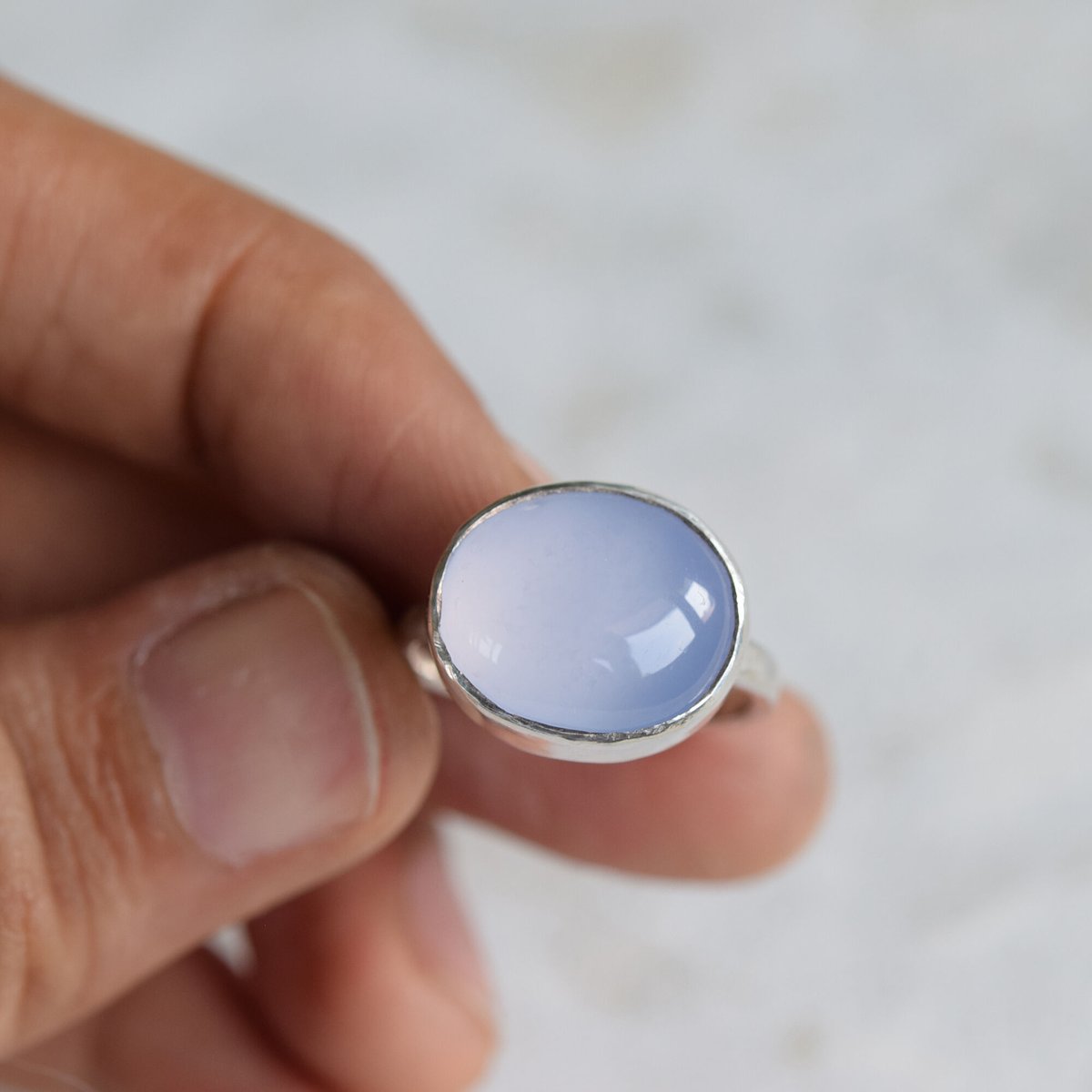 ブルーカルセドニーカクカクハート♡♡No.1969 ハート形ブルー