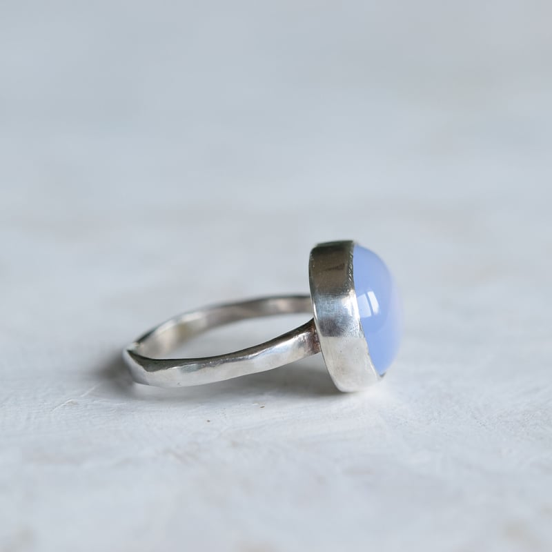 天然ブルーカルセドニーの指輪 12号 シルバー925天然石 | pakarina