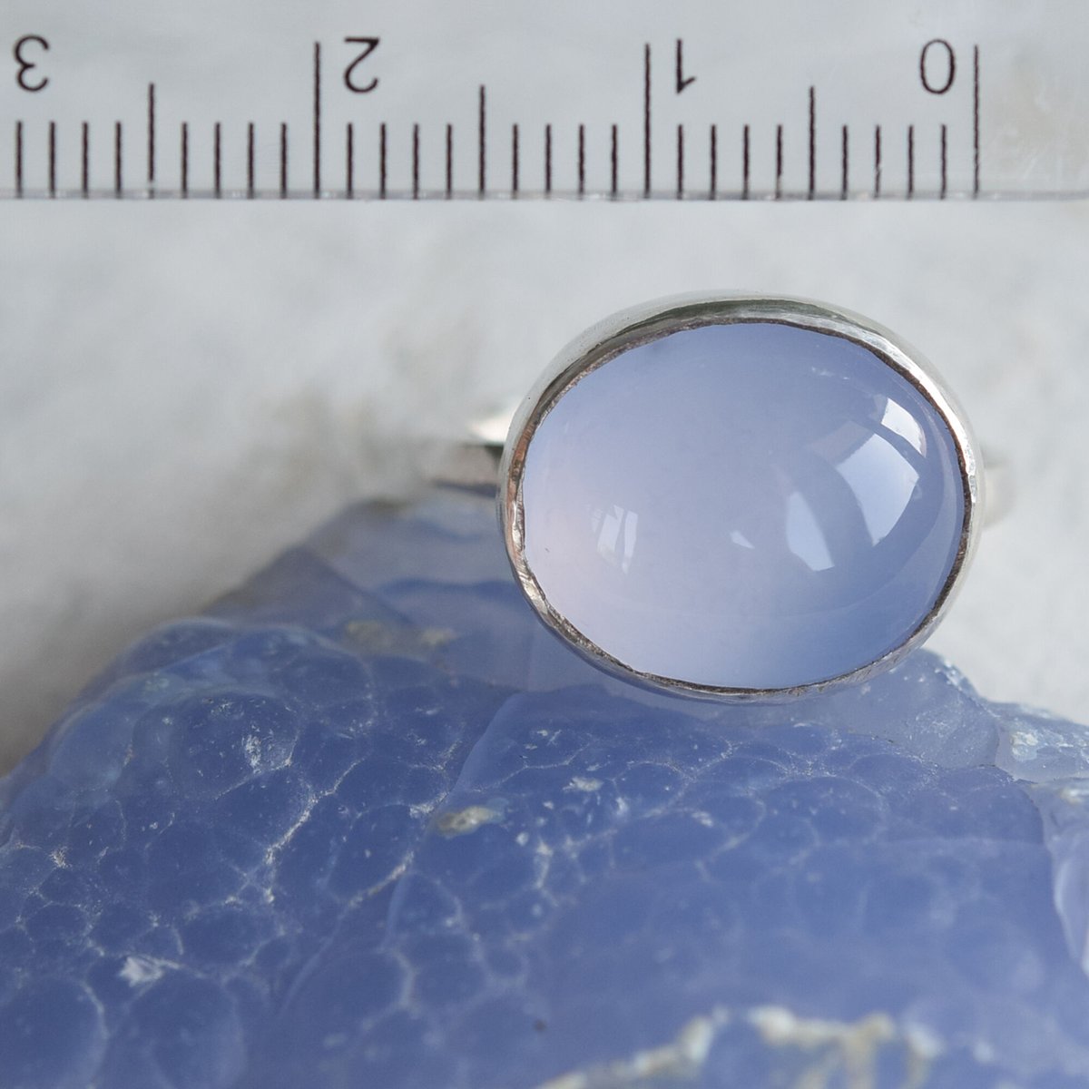 天然ブルーカルセドニーの指輪 12号 シルバー925天然石 | pakarina