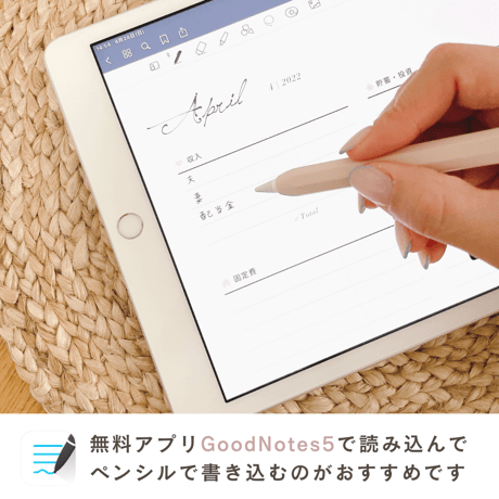 iPad家計簿テンプレート2024 ピンク｜GoodNotes5,6対応！シンプルかわいい手書きデジタル家計簿フォーマット