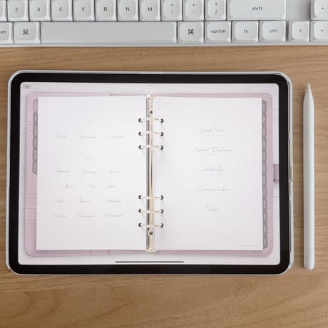 iPad家計簿テンプレート2024 手帳風デザイン ピンク｜GoodNotes5,6対応！シンプルかわいい手書きデジタル家計簿フォーマット