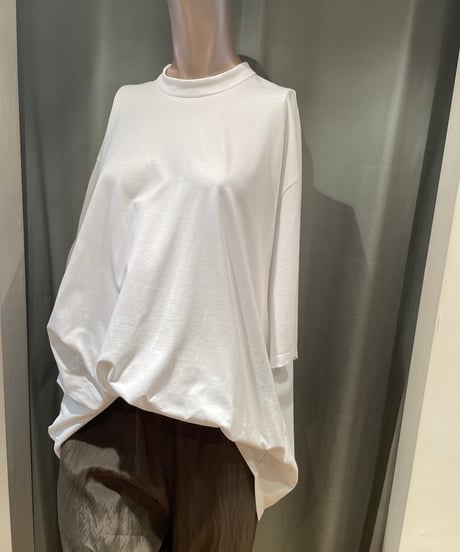 08sircus / S25SS-TS09 /Organic cotton cross jersey stand collar top