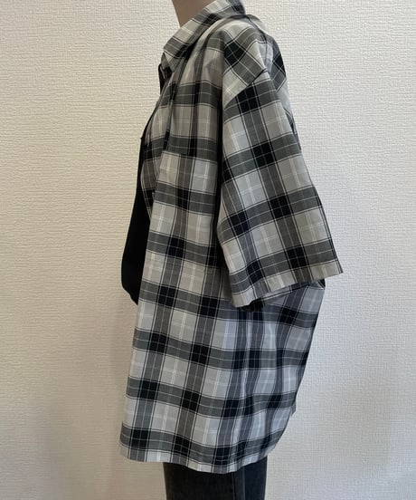 08sircus /cupro cotton check short sleeve over shirt /
