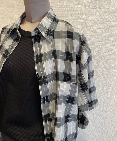 08sircus /cupro cotton check short sleeve over shirt /