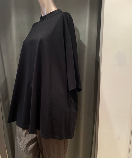 08sircus / S25SS-TS09 /Organic cotton cross jersey stand collar top