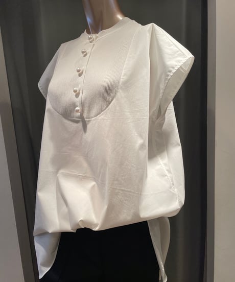TORRAZZO DONNA / 6233-576 / Pearl button french sleeve top
