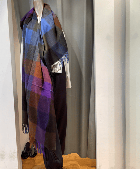 Joshua Ellis /CPG52064 / 7color Block Checkピュアカシミヤ 大判ストール