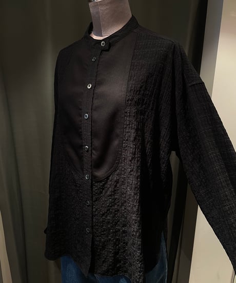 Audrey and John Wad /L4104/バンドカラーセミシアーチェックシャツ
