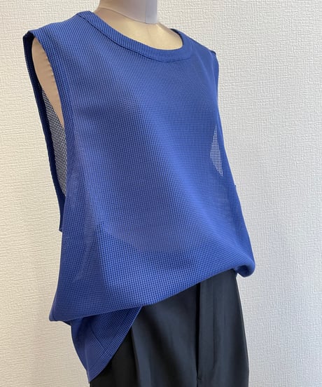 08sircus / CS07/sheer waffle sleeveless top/