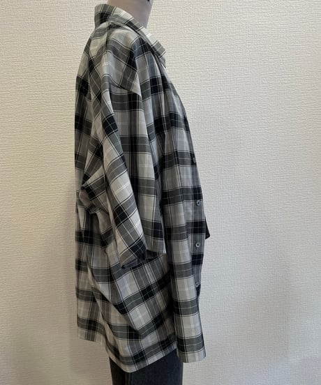 08sircus /cupro cotton check short sleeve over shirt /