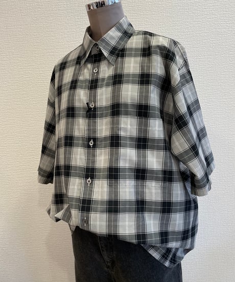 08sircus /cupro cotton check short sleeve over shirt /
