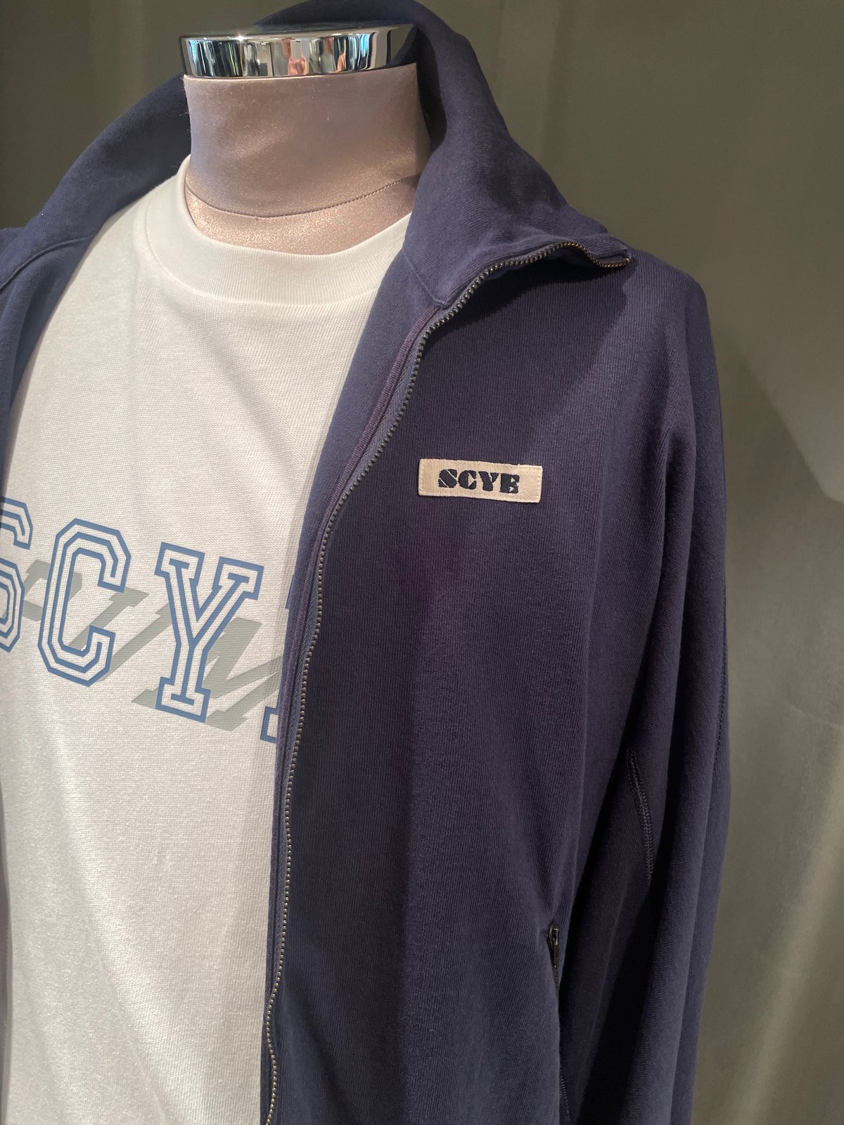 Scye / Tight Tension Cotton Jersey Zip Up Top /