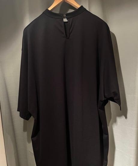 08sircus / S25SS-TS09 /Organic cotton cross jersey stand collar top