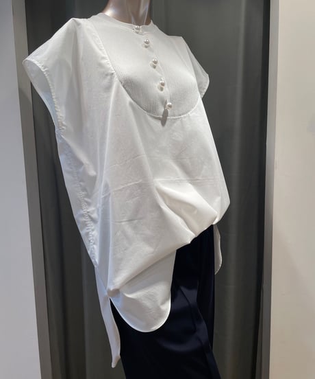 TORRAZZO DONNA / 6233-576 / Pearl button french sleeve top