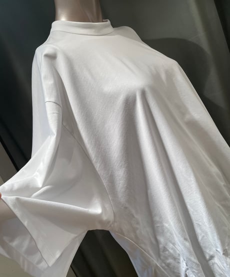 08sircus / S25SS-TS09 /Organic cotton cross jersey stand collar top