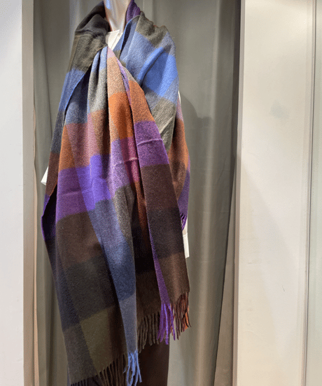 Joshua Ellis /CPG52064 / 7color Block Checkピュアカシミヤ 大判ストール
