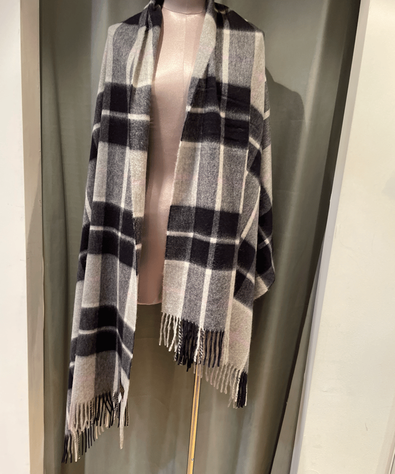 Joshua Ellis / CHECK / RWC51056ピュアカシミヤ大判ストール |