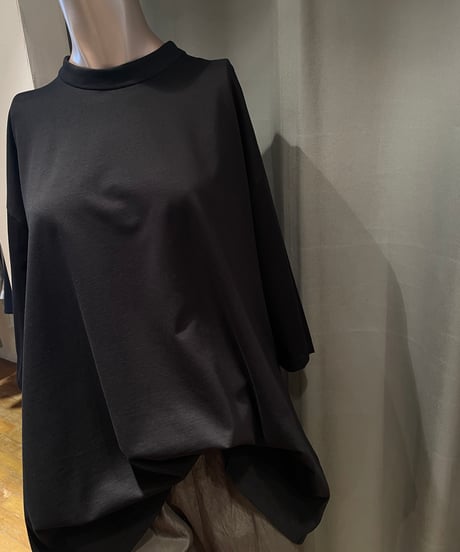 08sircus / S25SS-TS09 /Organic cotton cross jersey stand collar top