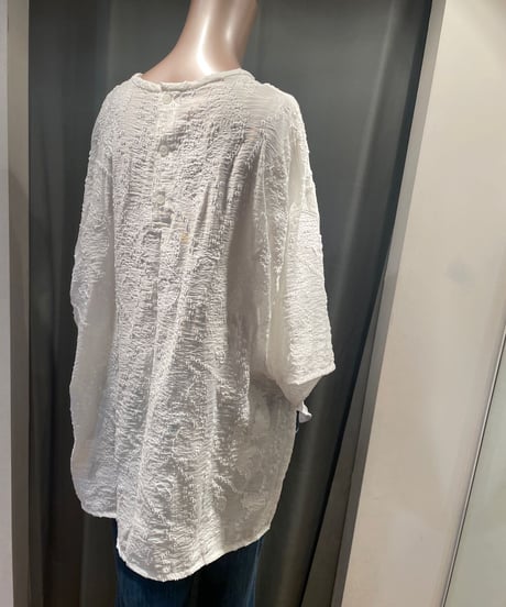 FLORENT/2211F01004/JACQUARD SHEER SHORT SIEEVE BLOUSE