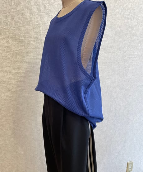 08sircus / CS07/sheer waffle sleeveless top/
