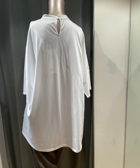 08sircus / S25SS-TS09 /Organic cotton cross jersey stand collar top