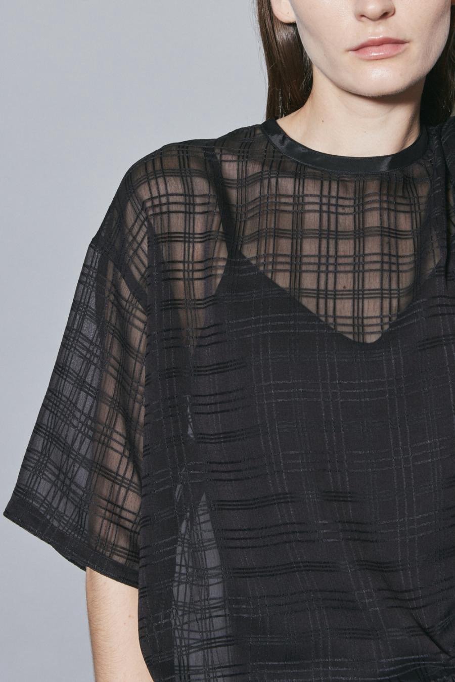【フィルデフェール】BIG チェックリネンフレンチブラウス/試着のみ美品 CELLULOSE LAWN L DRAPED BLOUSE(XS Off White): Yohji Yamamoto