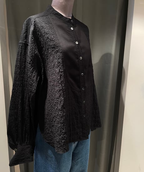 Audrey and John Wad /L4104/バンドカラーセミシアーチェックシャツ