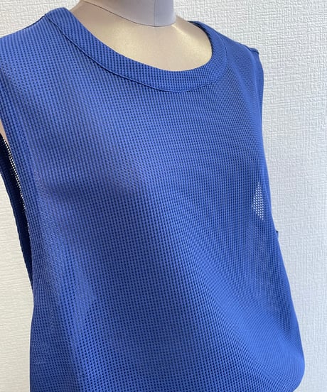 08sircus / CS07/sheer waffle sleeveless top/