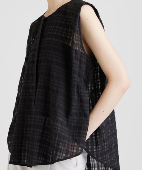 FLORENT / 2402F01001 /プレイドスリーブレスブラウス