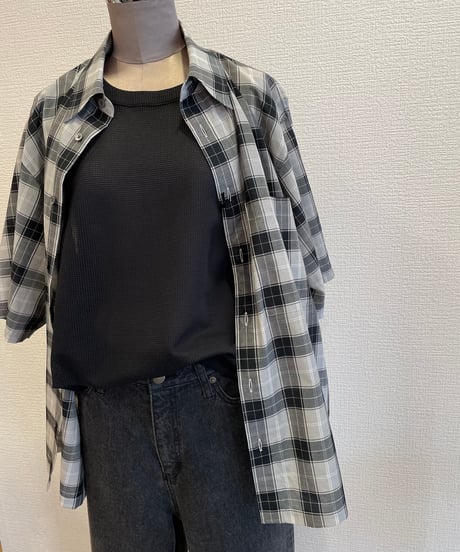 08sircus /cupro cotton check short sleeve over shirt /