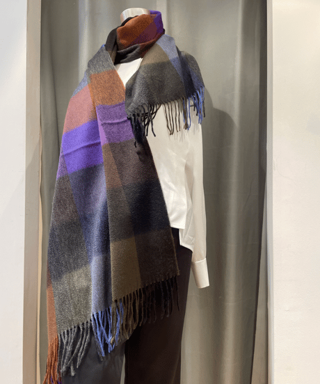 Joshua Ellis /CPG52064 / 7color Block Checkピュアカシミヤ 大判ストール