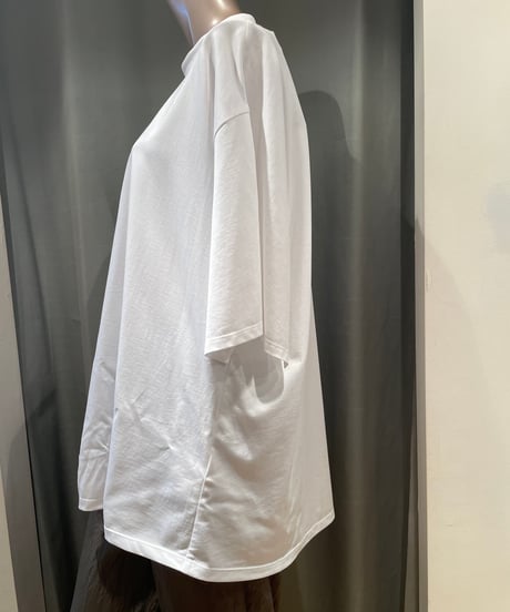 08sircus / S25SS-TS09 /Organic cotton cross jersey stand collar top