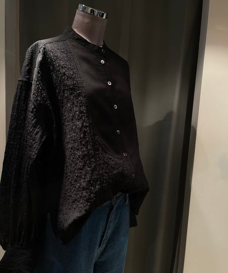 Audrey and John Wad /L4104/バンドカラーセミシアーチェックシャツ