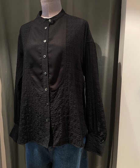 Audrey and John Wad /L4104/バンドカラーセミシアーチェックシャツ