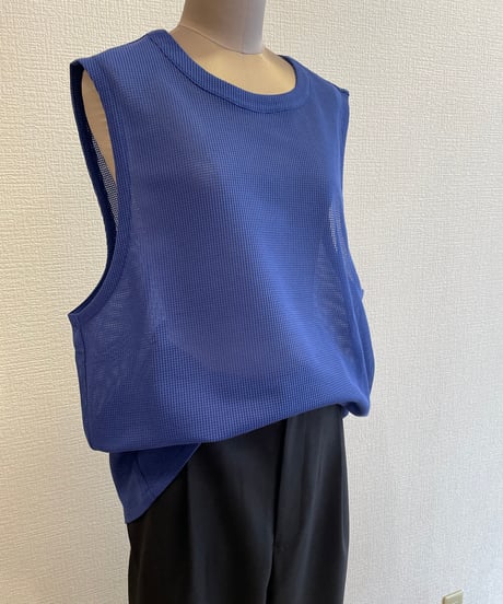 08sircus / CS07/sheer waffle sleeveless top/