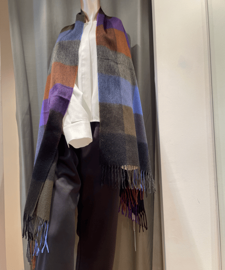 Joshua Ellis /CPG52064 / 7color Block Checkピュアカシミヤ 大判ストール