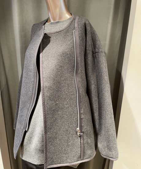 FLORENT / 2308F02007 /FRONT ZIPUP MELTON SHORT COAT