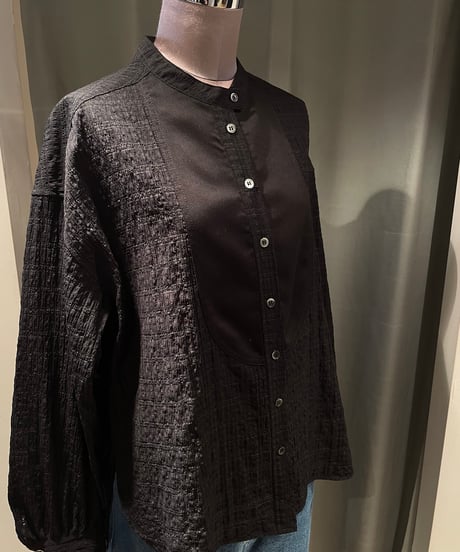 Audrey and John Wad /L4104/バンドカラーセミシアーチェックシャツ