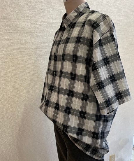 08sircus /cupro cotton check short sleeve over shirt /